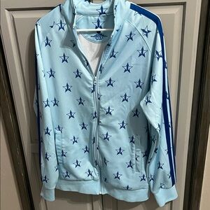 Light Blue Star-Print Zip Track Jacket
